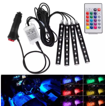 Car Interior Auto Atmosphere Lights Decoration lamp Multi Colours With Remote