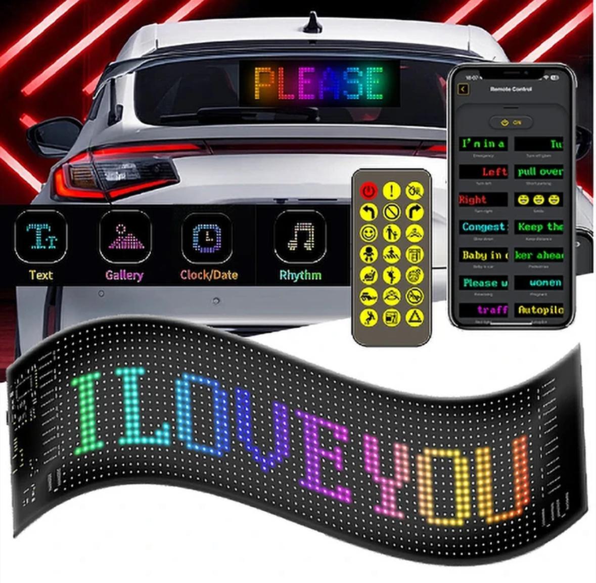 Car LED Matrix Pixel Panel USB Car Display Scrolling LED Signs 5V RGB Remote APP Control -16cm *64cm